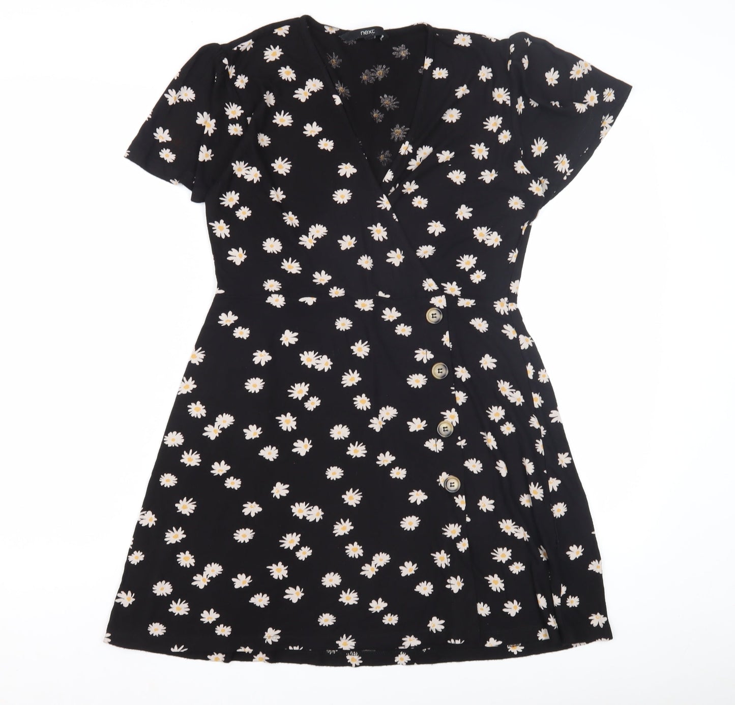 Next Women's Black Floral Wrap Dress Size 12