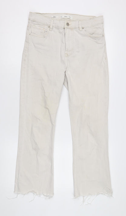 Womens UK Size 12 MNG Regular Fit Straight Ivory Jeans
