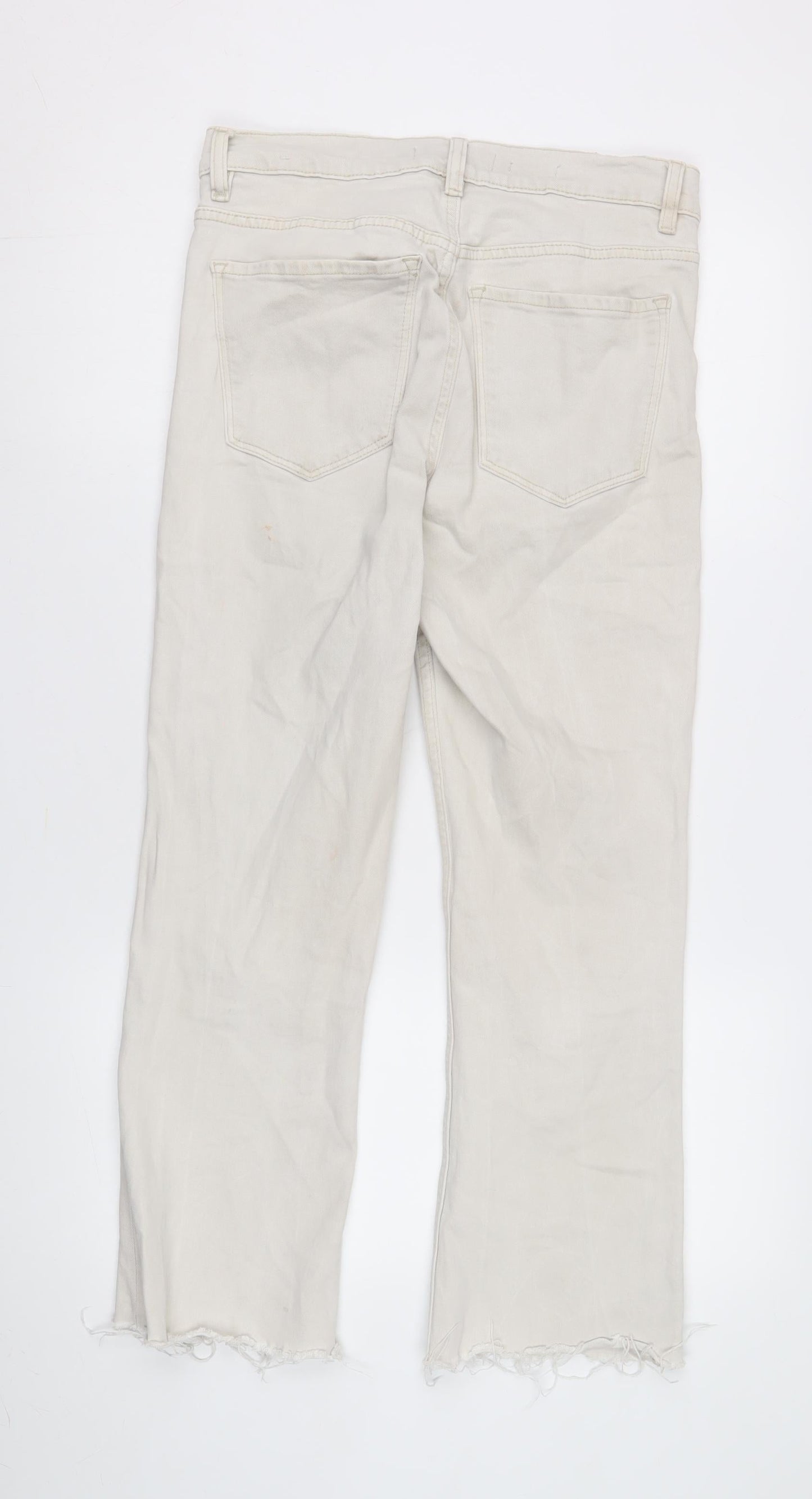 Womens UK Size 12 MNG Regular Fit Straight Ivory Jeans