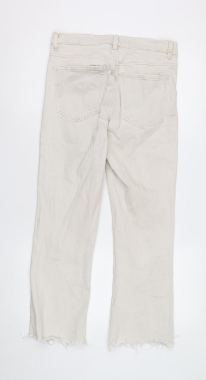 Womens UK Size 12 MNG Regular Fit Straight Ivory Jeans