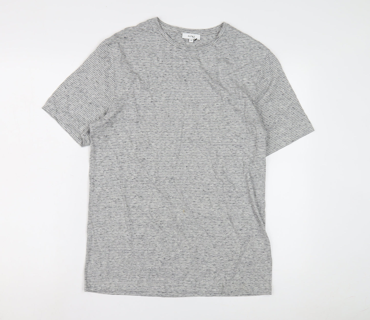 Reiss Mens Grey Striped Crew Neck T-Shirt M