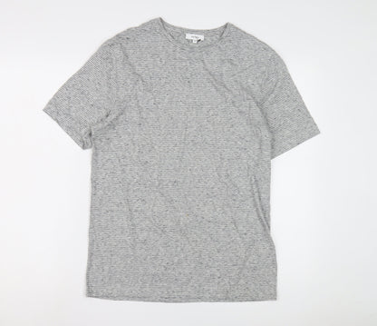 Reiss Mens Grey Striped Crew Neck T-Shirt M