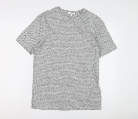 Reiss Mens Grey Striped Crew Neck T-Shirt M