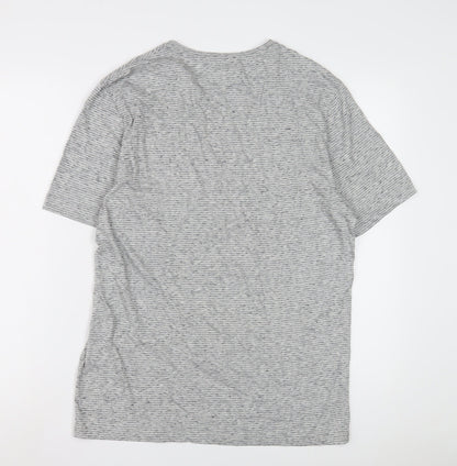 Reiss Mens Grey Striped Crew Neck T-Shirt M
