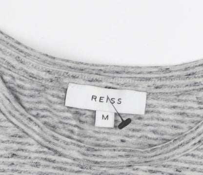 Reiss Mens Grey Striped Crew Neck T-Shirt M