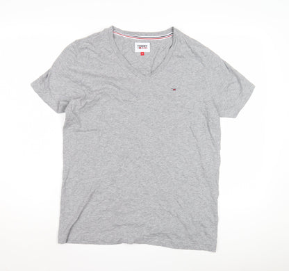 Tommy Jeans Men's Grey V-Neck T-Shirt M