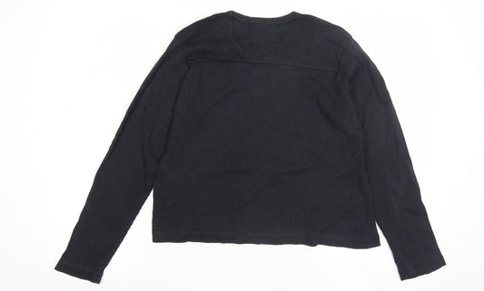 Ben Sherman Unisex Black Long Sleeve V-Neck Top