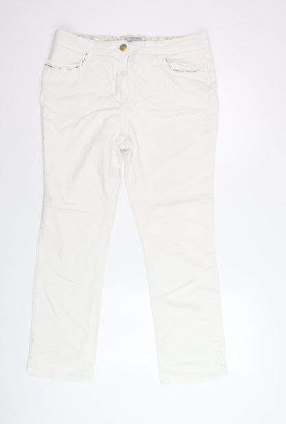 Womens UK Size 10 Marks and Spencer Regular Fit Straight Ivory Jeans