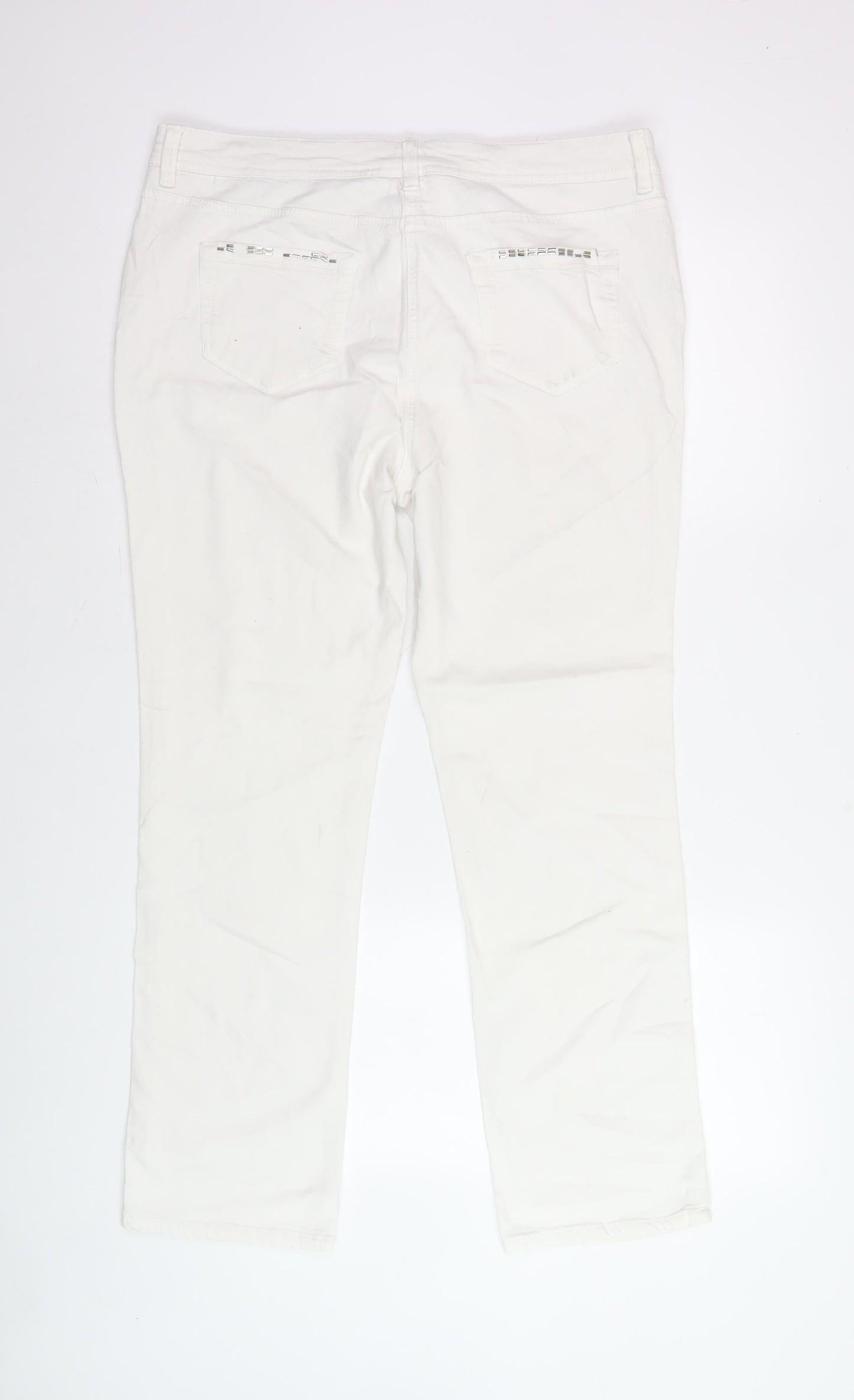 Womens UK Size 10 Marks and Spencer Regular Fit Straight Ivory Jeans