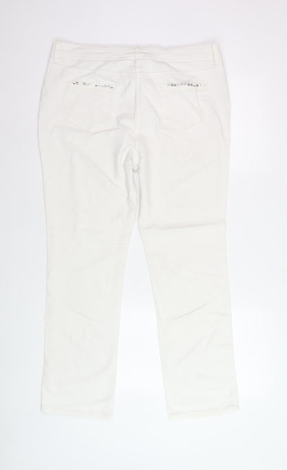 Womens UK Size 10 Marks and Spencer Regular Fit Straight Ivory Jeans