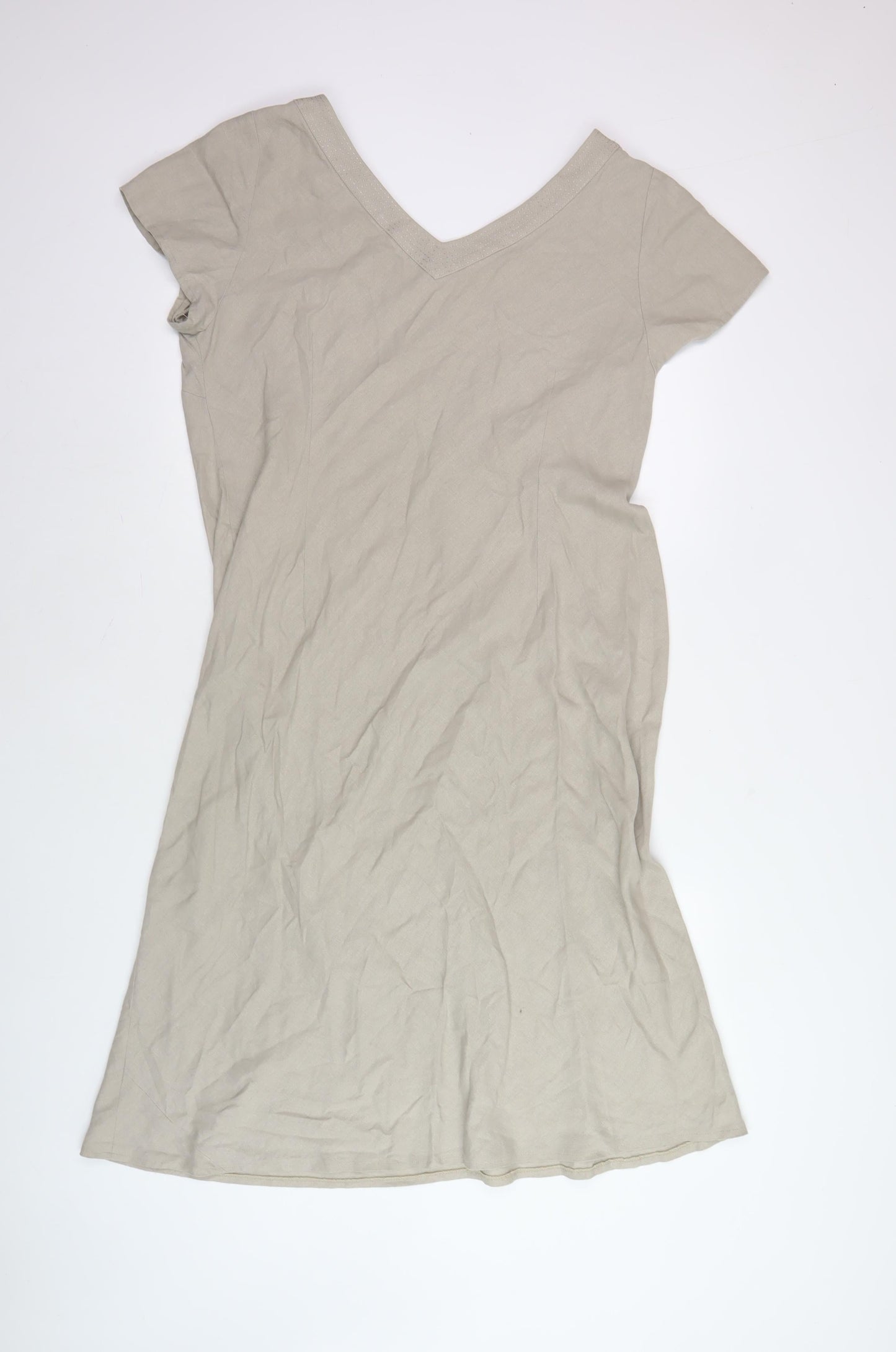 East Women's Beige Linen Viscose Dress Size 16