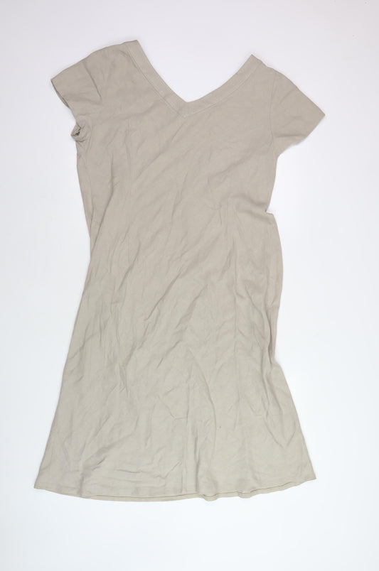 East Women's Beige Linen Viscose Dress Size 16