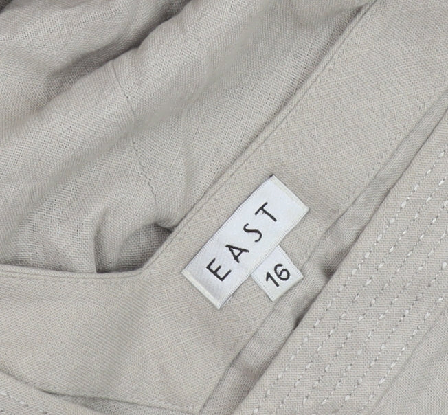 East Women's Beige Linen Viscose Dress Size 16