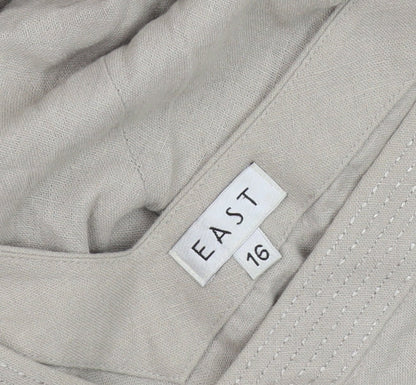 East Women's Beige Linen Viscose Dress Size 16