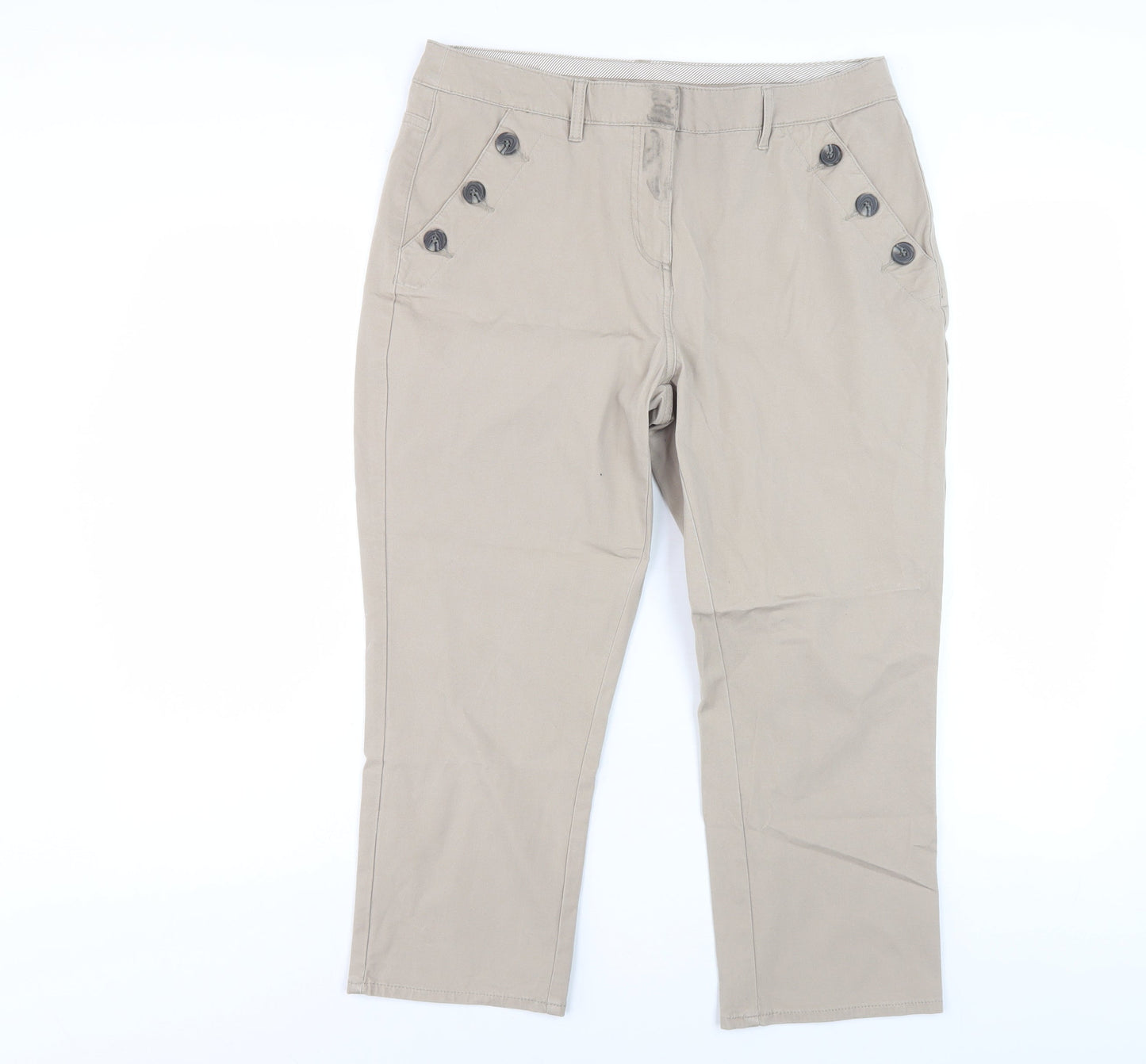 Womens UK Size 12 Maine New England Regular Fit Casual Beige Trousers