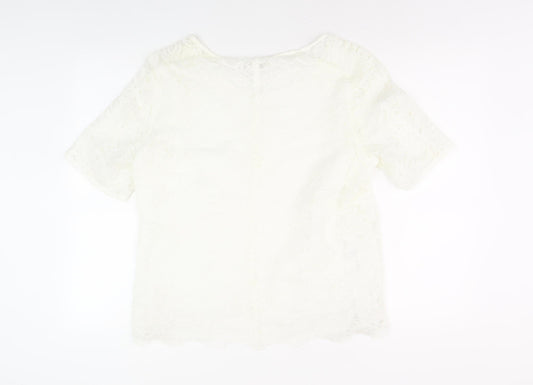 Jacques Vert Women's White Lace Blouse Size 16