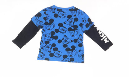 Disney Mickey Mouse Unisex Blue T-Shirt 2-3 Years