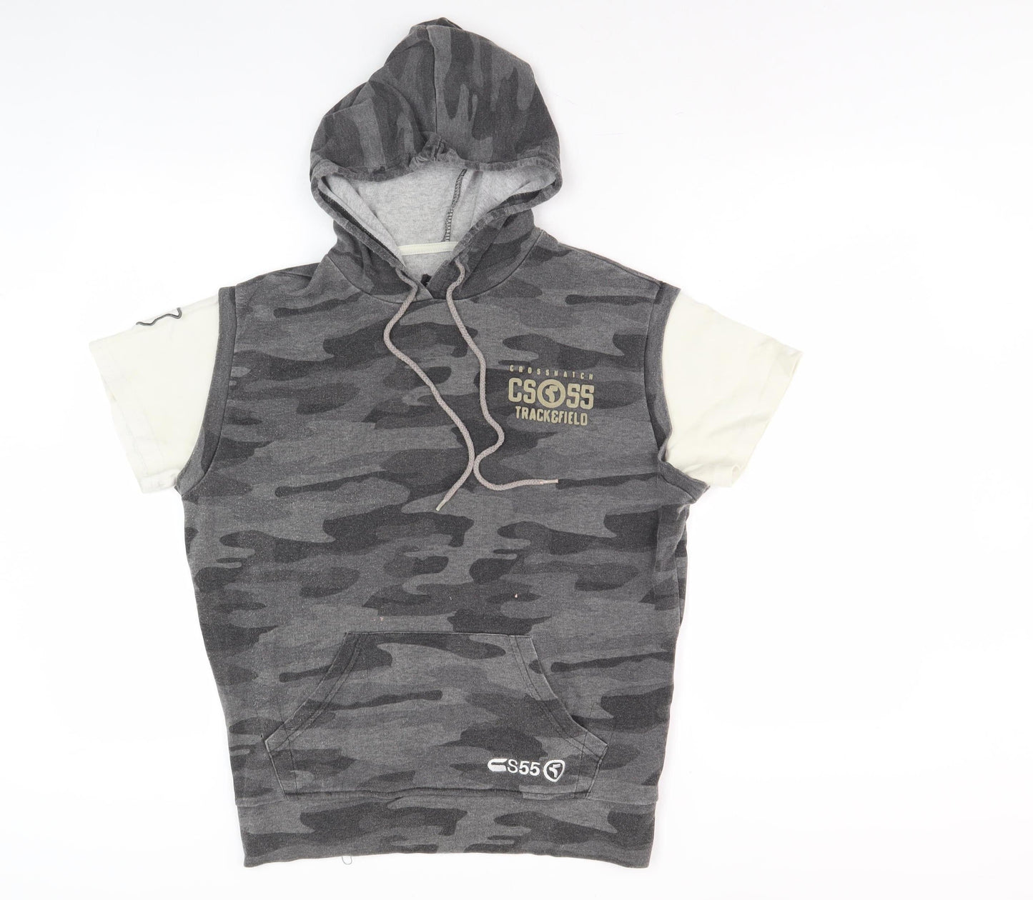 Mens UK Size M Crosshatch Grey Pullover Hoodie