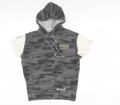 Mens UK Size M Crosshatch Grey Pullover Hoodie