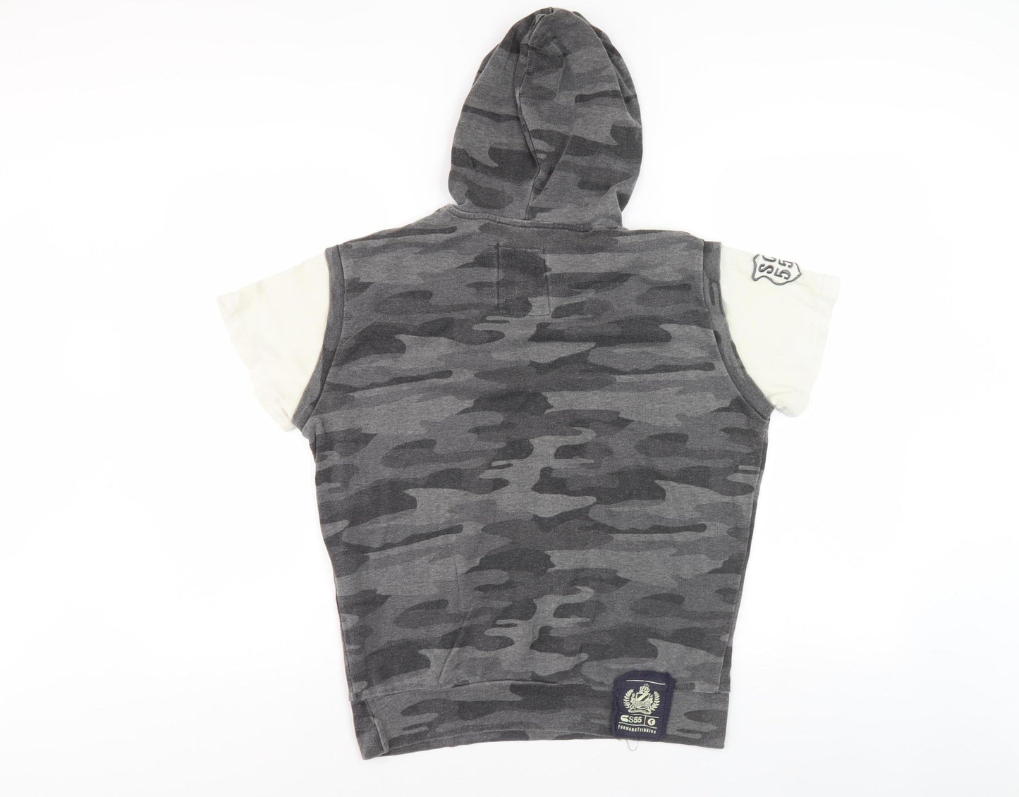 Mens UK Size M Crosshatch Grey Pullover Hoodie