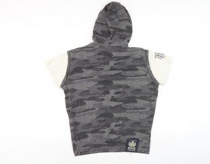 Mens UK Size M Crosshatch Grey Pullover Hoodie