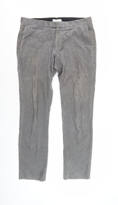 Reiss Men's Grey Chino Trousers Size 36 in Corduroy