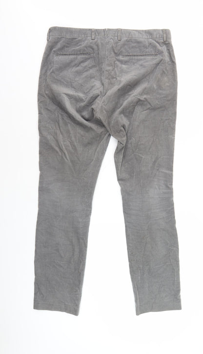 Reiss Men's Grey Chino Trousers Size 36 in Corduroy