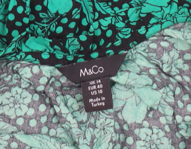 Womens UK Size 14 M&Co Green Basic Blouse
