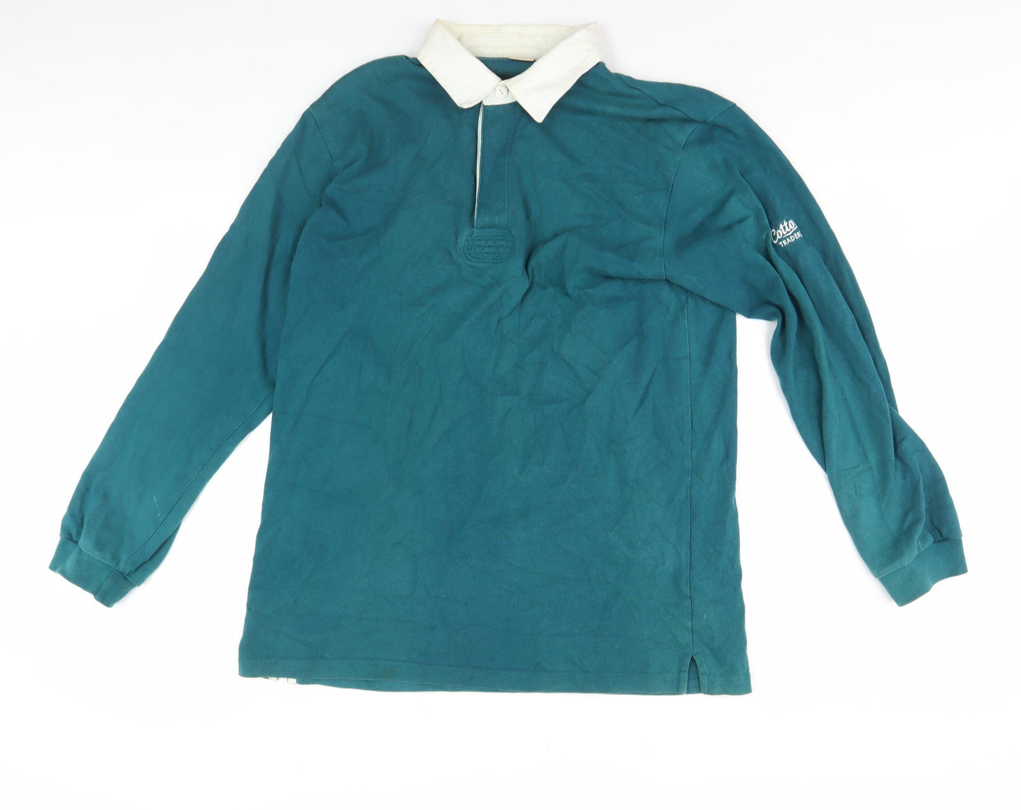 Cotton Traders Men's Green Long Sleeve Polo, Size L