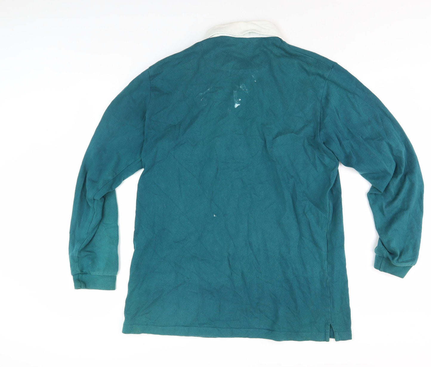 Cotton Traders Men's Green Long Sleeve Polo, Size L