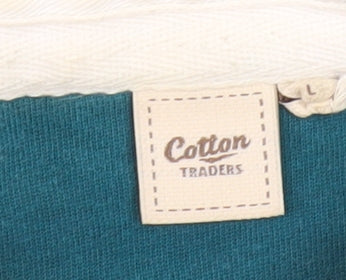 Cotton Traders Men's Green Long Sleeve Polo, Size L