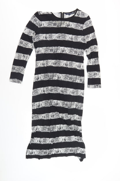 French Connection Black Striped Knit Dress UK 14