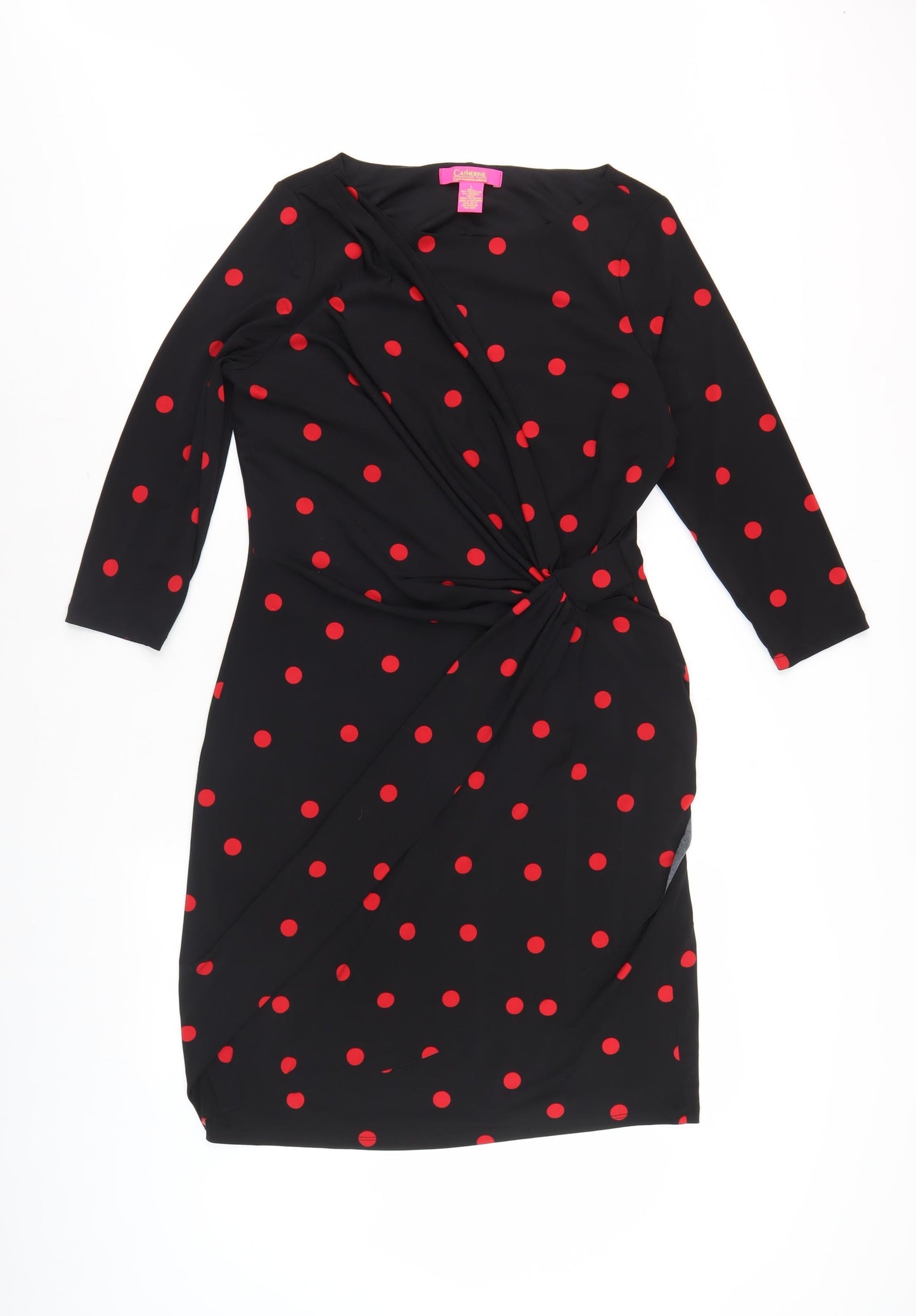 Catherine Malandrino Women's Black Wrap Dress, Size L, Retro Vibe