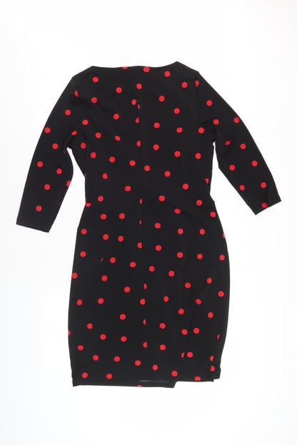 Catherine Malandrino Women's Black Wrap Dress, Size L, Retro Vibe