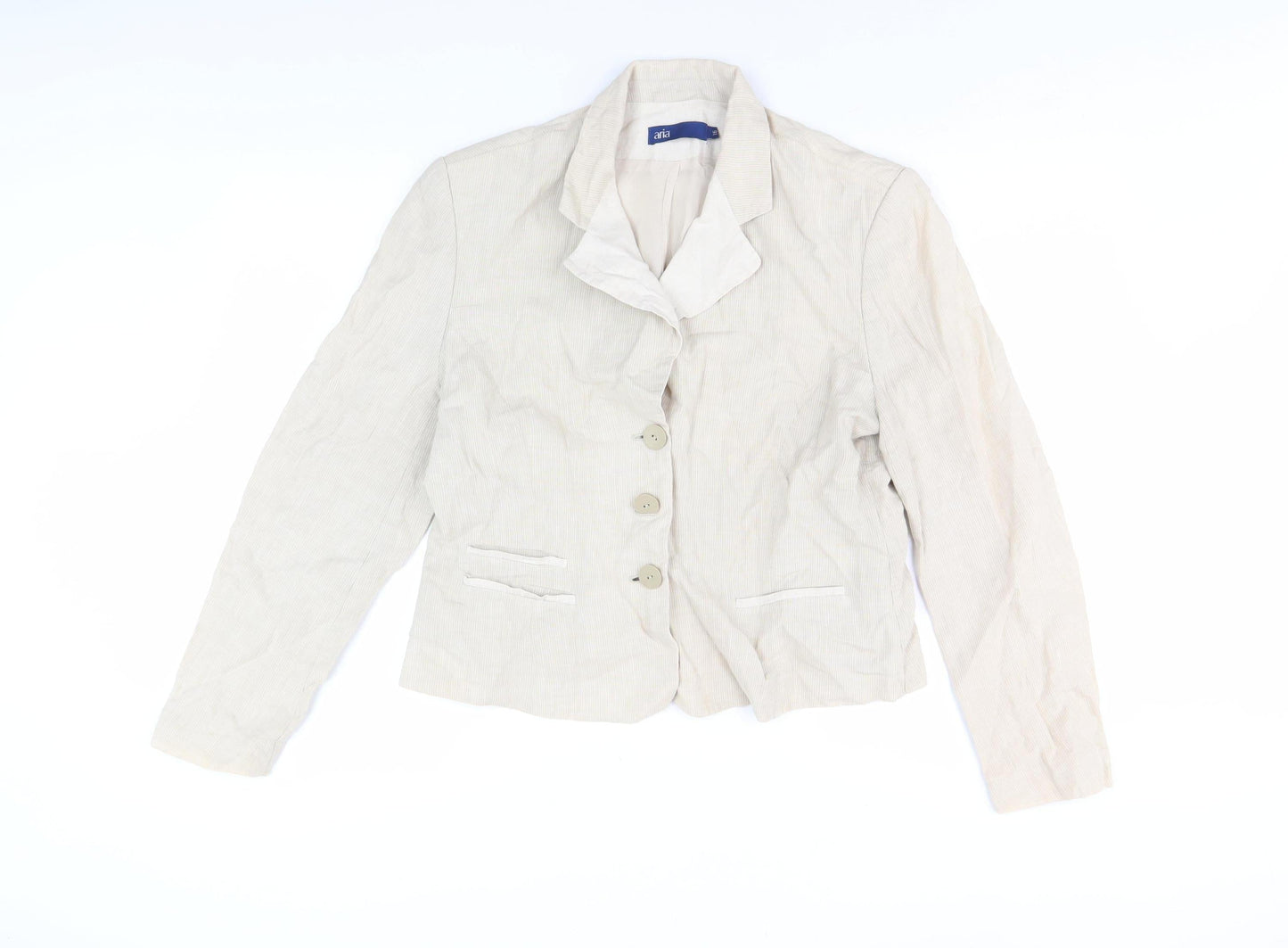 Aria Women's Beige Linen Suit Jacket Size 16