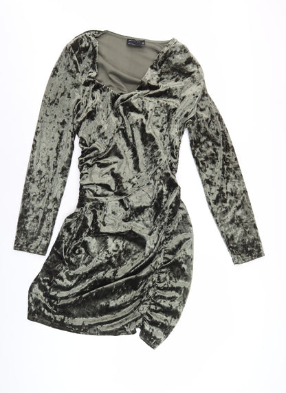 ASOS DESIGN Green Velvet Bodycon Dress, Size 16
