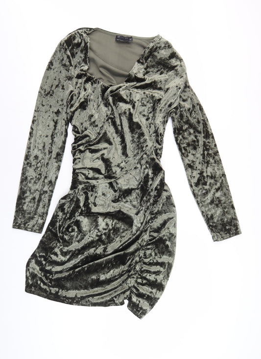 ASOS DESIGN Green Velvet Bodycon Dress, Size 16