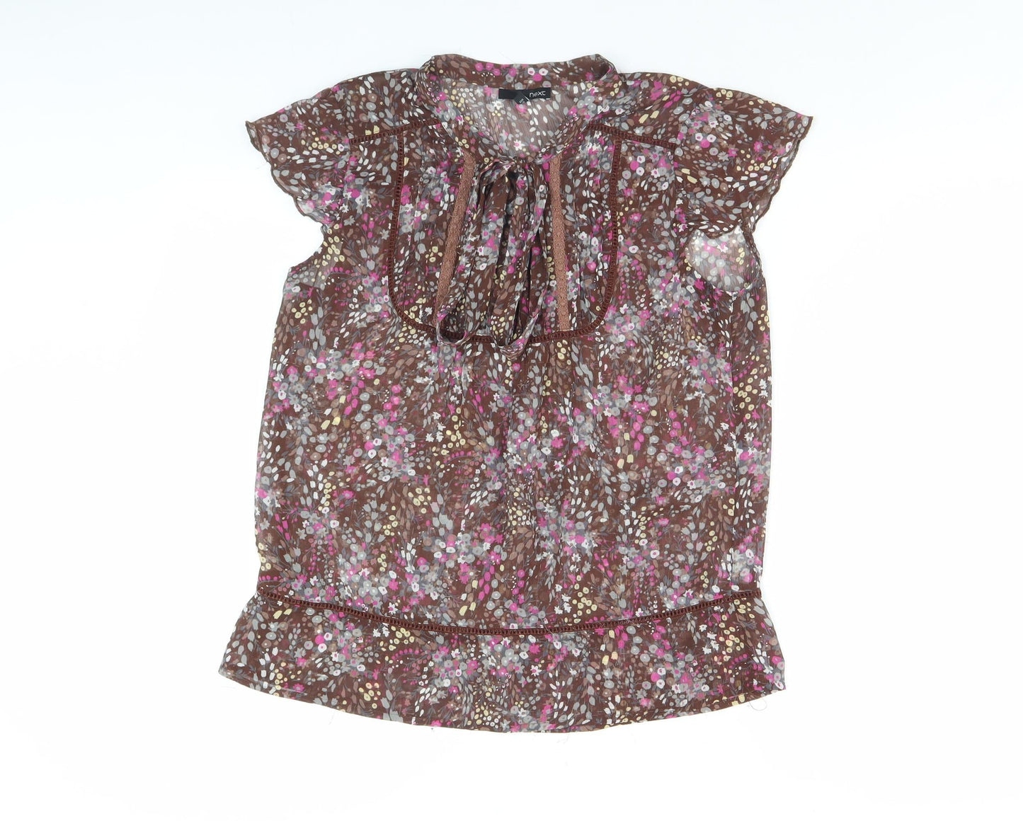 Womens UK Size 12 NEXT Brown Basic Blouse