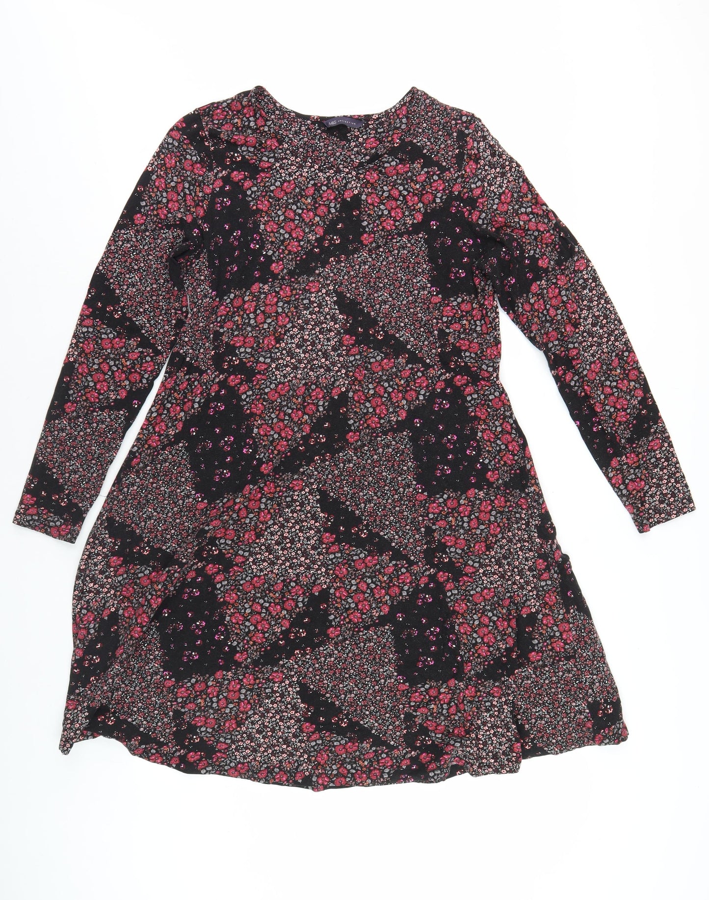 Marks and Spencer Women’s Floral Long Sleeve Dress 16 Multicoloured