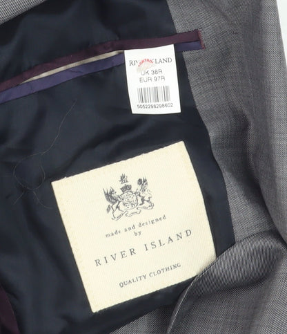 River Island Men's Grey Slim Fit Blazer Jacket 38