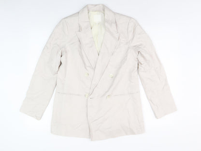 H&M Women Beige Blazer Size 8 Double-Breasted Jacket