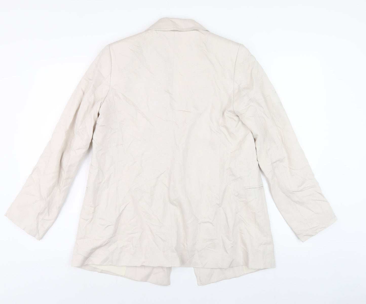 H&M Women Beige Blazer Size 8 Double-Breasted Jacket