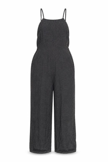 Front view of Pins & Needles Black Wide-Leg Jumpsuit L