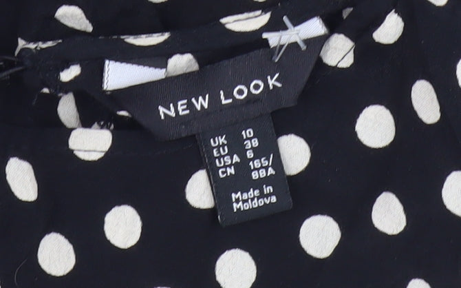 New Look Women's Black Polka Dot Dress Size 10