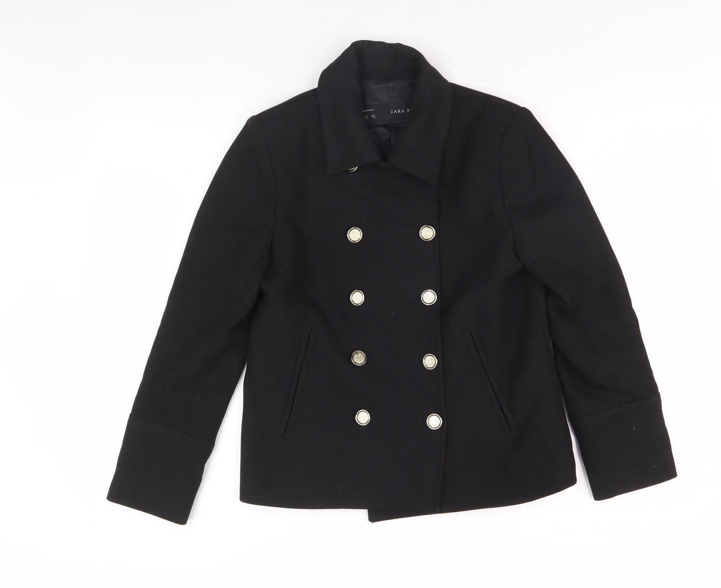 Womens UK Size S Zara Black Pea Coat