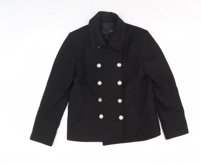 Womens UK Size S Zara Black Pea Coat