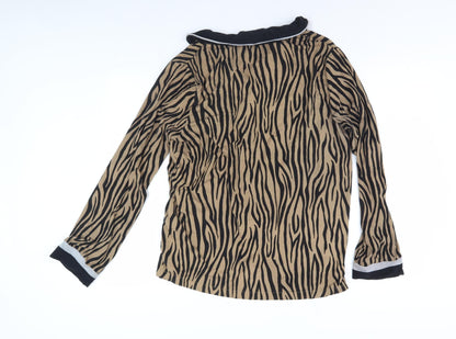 DKNY Women's Animal Print Nightshirt, Brown, M, Collared