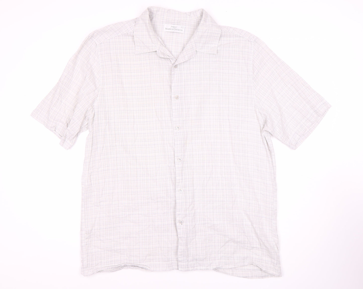 Marks and Spencer Men's Ivory Check Shirt XL