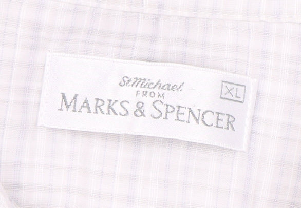 Marks and Spencer Men's Ivory Check Shirt XL