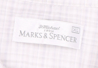 Marks and Spencer Men's Ivory Check Shirt XL